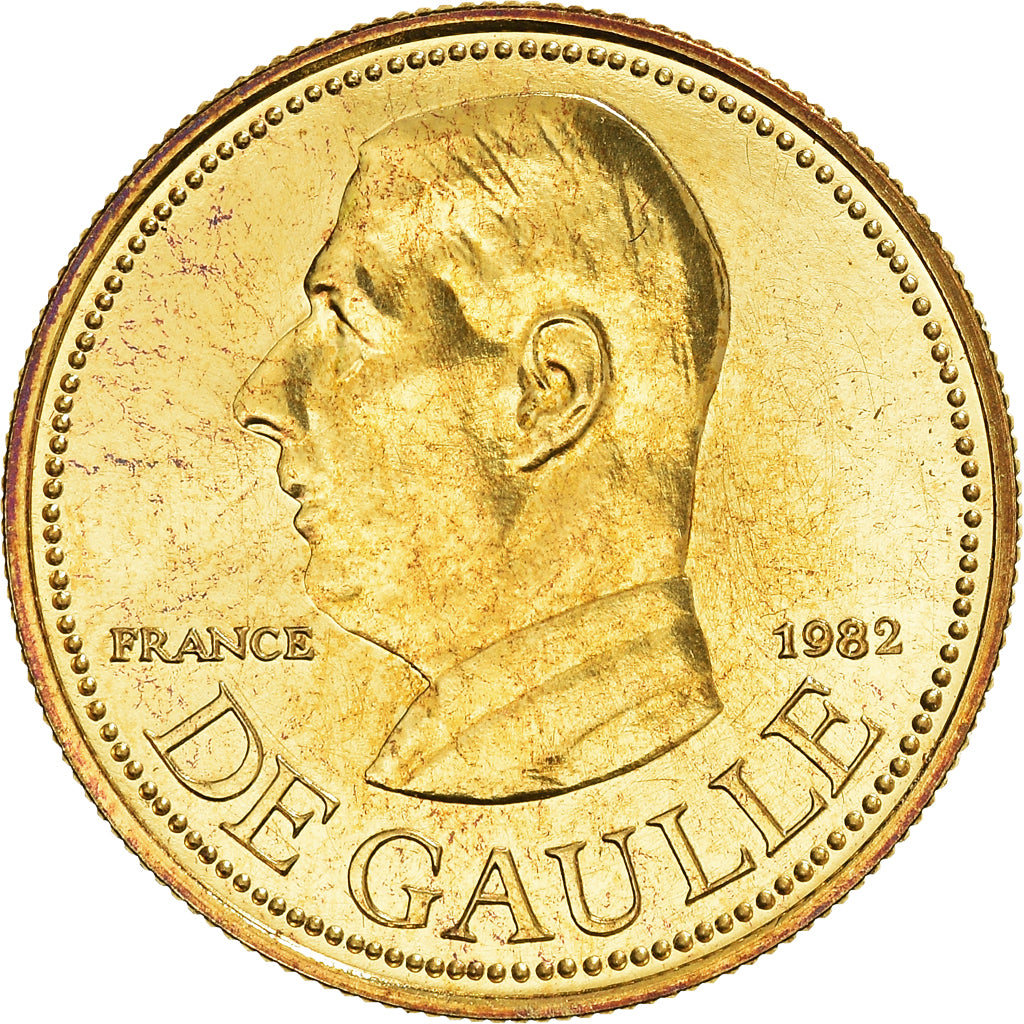 Francia, medalla, French Fifth Republic, Général De Gaulle, 1982, SC+, Oro