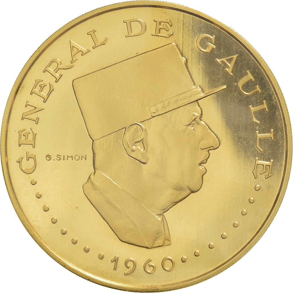 Coin, Chad, De Gaulle, 10000 Francs, 1960, Paris, MS(65-70), Gold, KM:11
