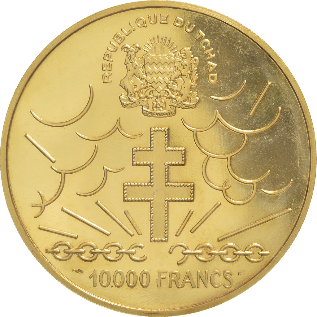 Coin, Chad, De Gaulle, 10000 Francs, 1960, Paris, MS(65-70), Gold, KM:11