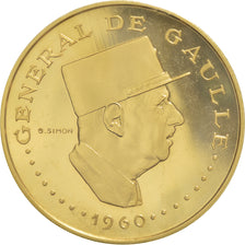 Moeda, Chade, De Gaulle, 10000 Francs, 1960, Paris, MS(65-70), Dourado, KM:11