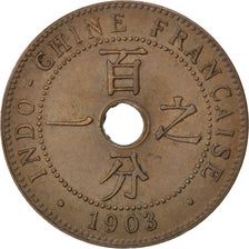 FRENCH INDO-CHINA, Cent, 1903, Paris, KM #8, EF(40-45), Bronze, 27.5, Lecompte..