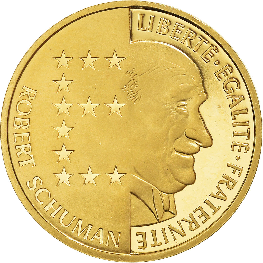 Moeda, França, Schuman, 10 Francs, 1986, BE, MS(65-70), Dourado, KM:958c