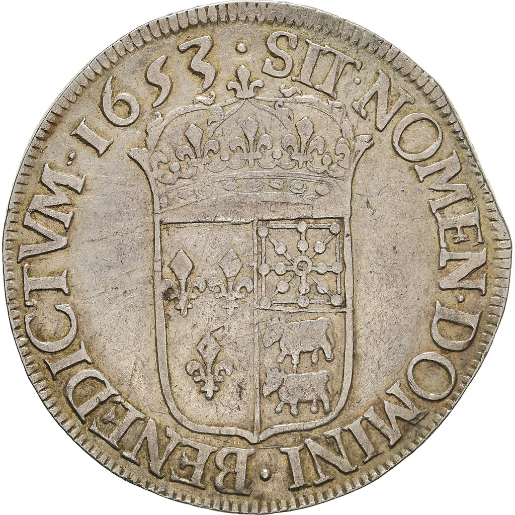 Münze, Frankreich, Louis XIV, Écu de Béarn à la mèche longue, Ecu, 1653