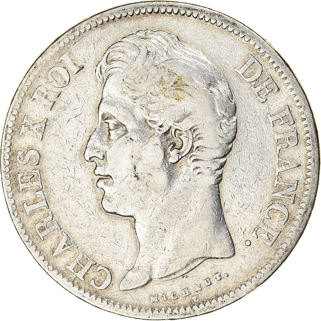 Coin, France, Charles X, 5 Francs, 1828, Paris, VF(30-35), Silver, KM:728.1