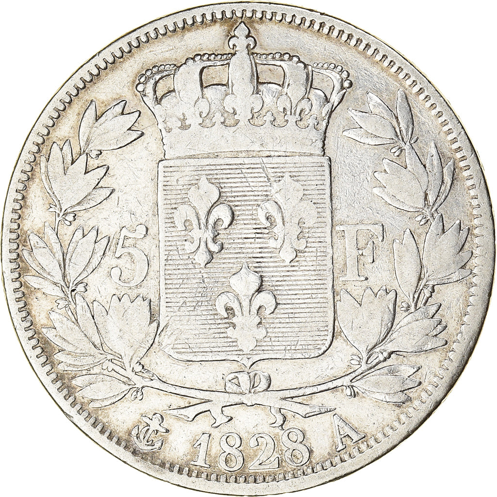 Coin, France, Charles X, 5 Francs, 1828, Paris, VF(30-35), Silver, KM:728.1