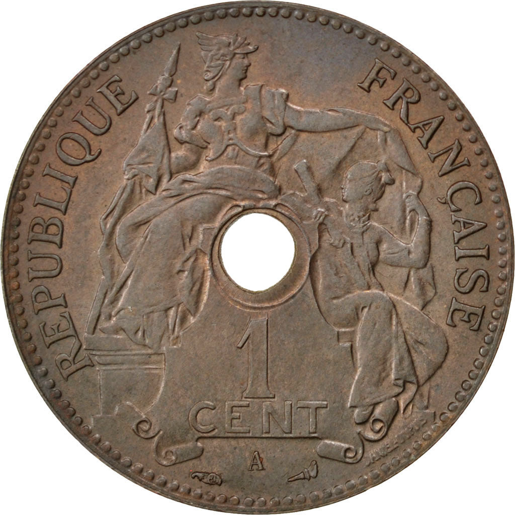 Moneda, Indochina francesa, Cent, 1906, Paris, EBC, Bronce, KM:8, Lecompte:60