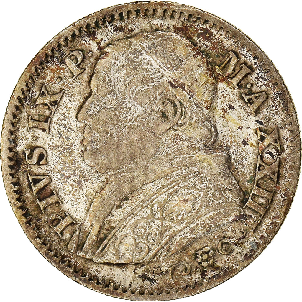 Coin, ITALIAN STATES, PAPAL STATES, Pius IX, 10 Soldi, 50 Centesimi, 1868, Roma