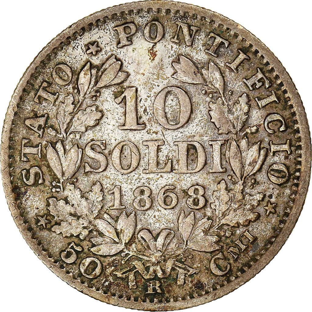 Coin, ITALIAN STATES, PAPAL STATES, Pius IX, 10 Soldi, 50 Centesimi, 1868, Roma