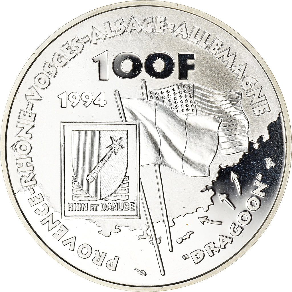 Coin, France, Lattre de Tassigny, Libération, 100 Francs, 1994, Paris, Proof