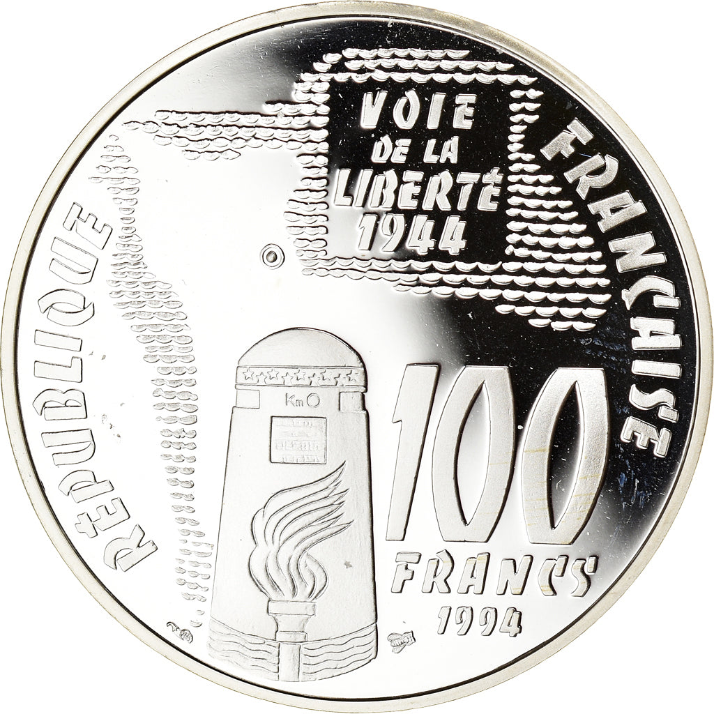 Coin, France, Sainte-Mère-Eglise, 100 Francs, 1994, BE, MS(65-70), Silver