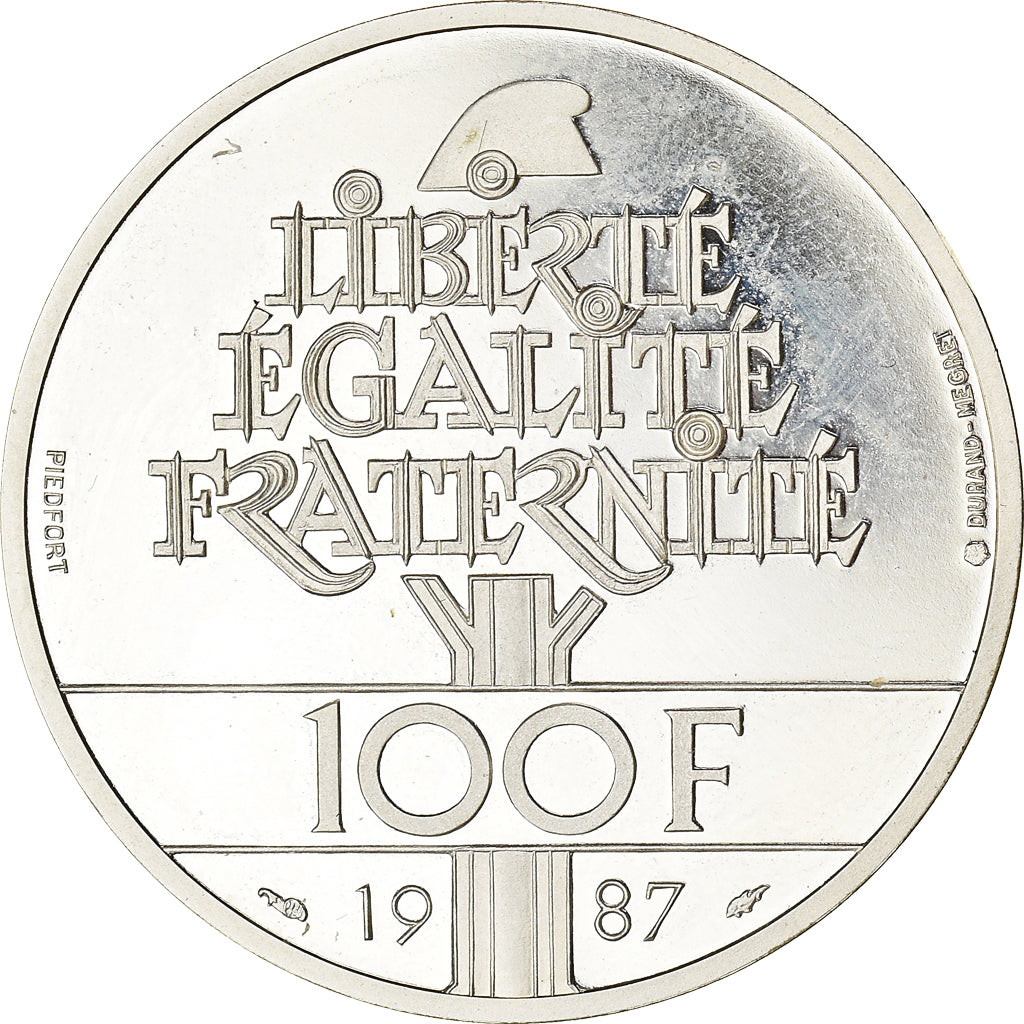 Munten, Frankrijk, La Fayette, 100 Francs, 1987, FDC, Zilver, KM:P991a
