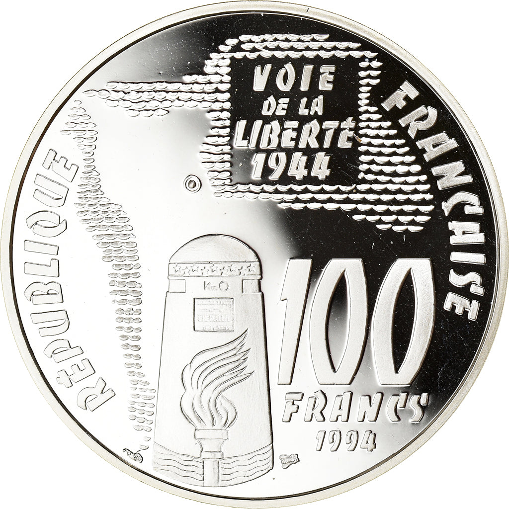 Moneta, Francia, Sainte-Mère-Eglise, 100 Francs, 1994, BE, FDC, Argento