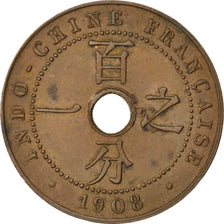 Munten, Frans Indochina, Cent, 1908, Paris, ZF, Bronze, KM:12.1, Lecompte:65