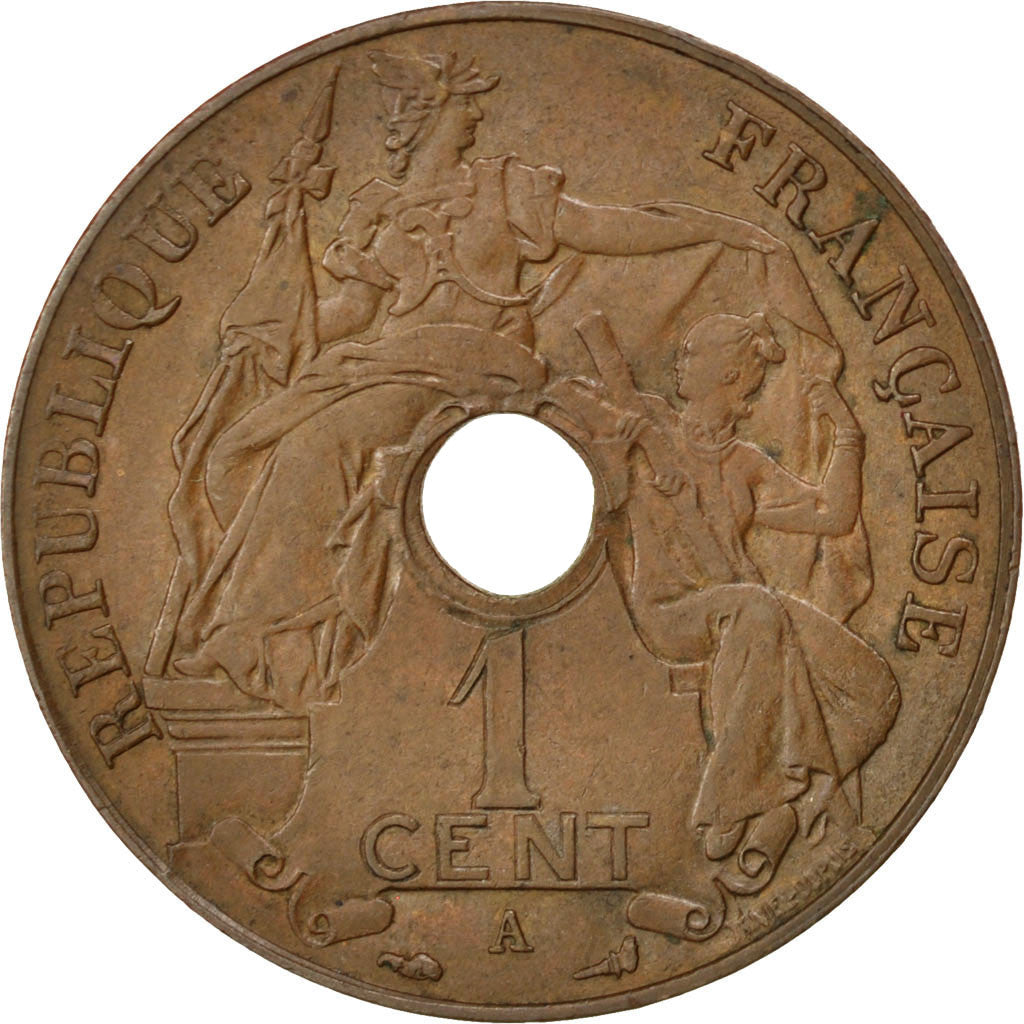 Coin, French Indochina, Cent, 1908, Paris, EF(40-45), Bronze, KM:12.1