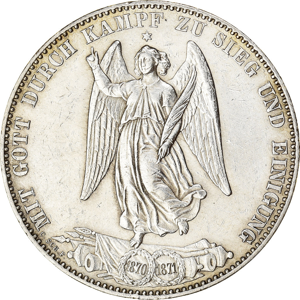Coin, German States, WURTTEMBERG, Karl I, Thaler, 1871, AU(50-53), Silver