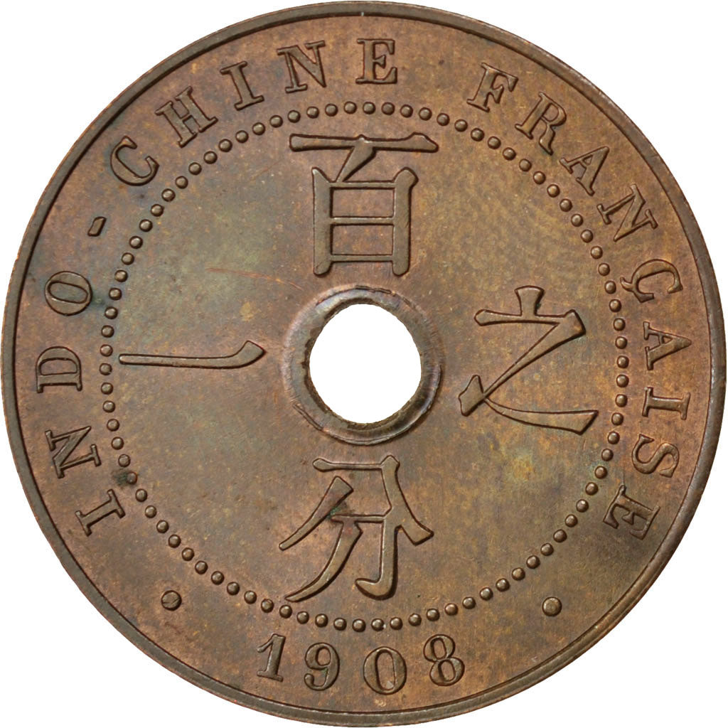 Coin, French Indochina, Cent, 1908, Paris, MS(60-62), Bronze, KM:12.1