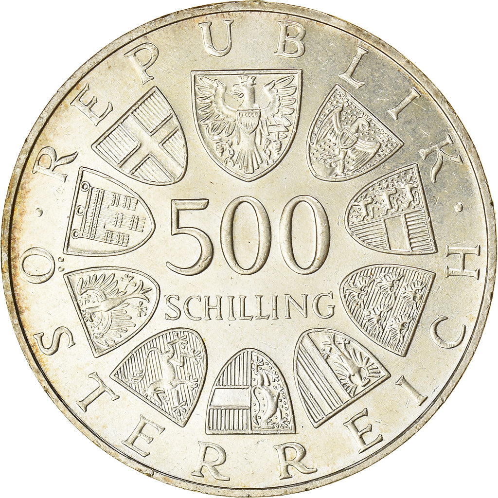 Coin, Austria, 500 Schilling, 1986, Vienna, MS(60-62), Silver, KM:2978