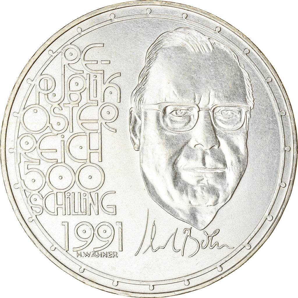 Coin, Austria, 500 Schilling, 1991, Vienna, MS(63), Silver, KM:3002