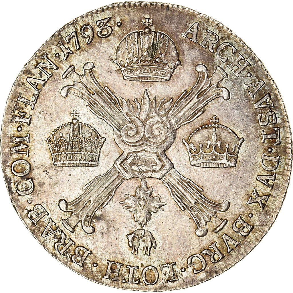 Coin, AUSTRIAN NETHERLANDS, Franz II, 1/4 Kronenthaler, 1793, Vienna, AU(55-58)