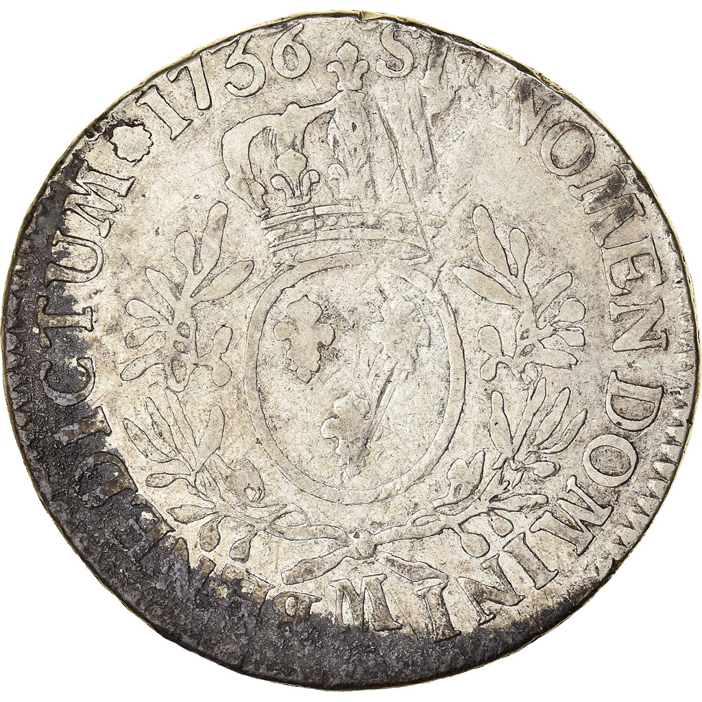 Moneta, Francia, Louis XV, Écu aux branches d'olivier, Ecu, 1736, Toulouse, MB