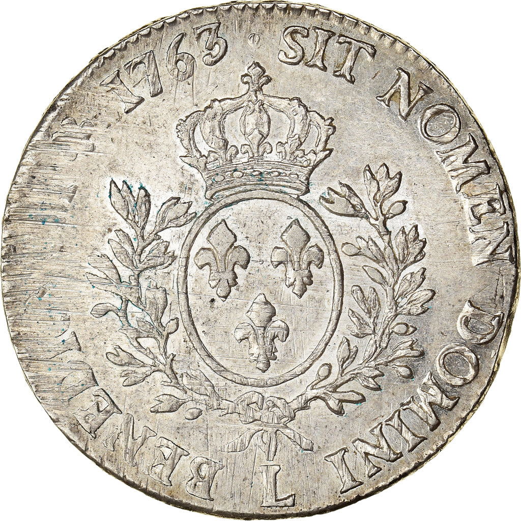 Coin, France, Louis XV, Écu au bandeau, Ecu, 1763, Bayonne, AU(50-53), Silver