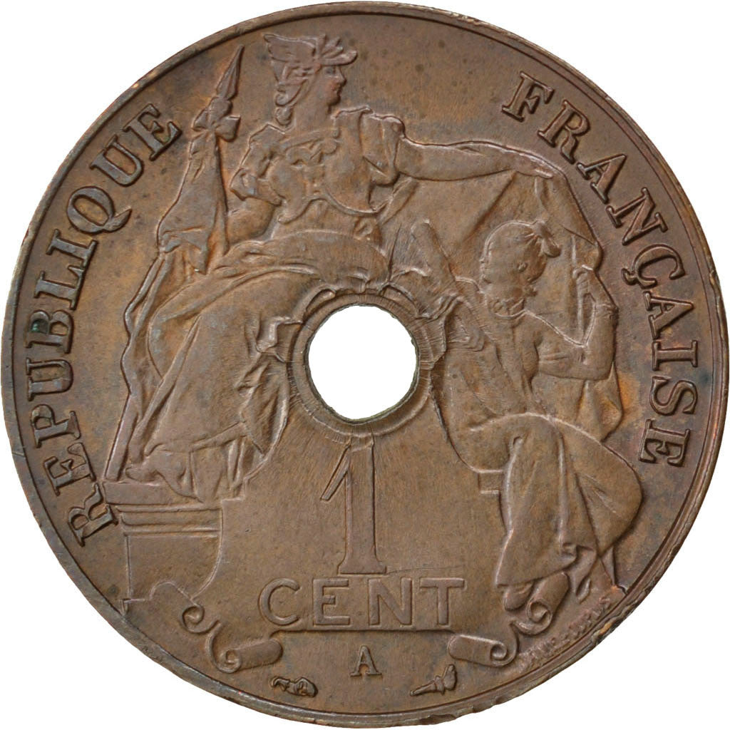 Coin, French Indochina, Cent, 1914, Paris, EF(40-45), Bronze, KM:12.1