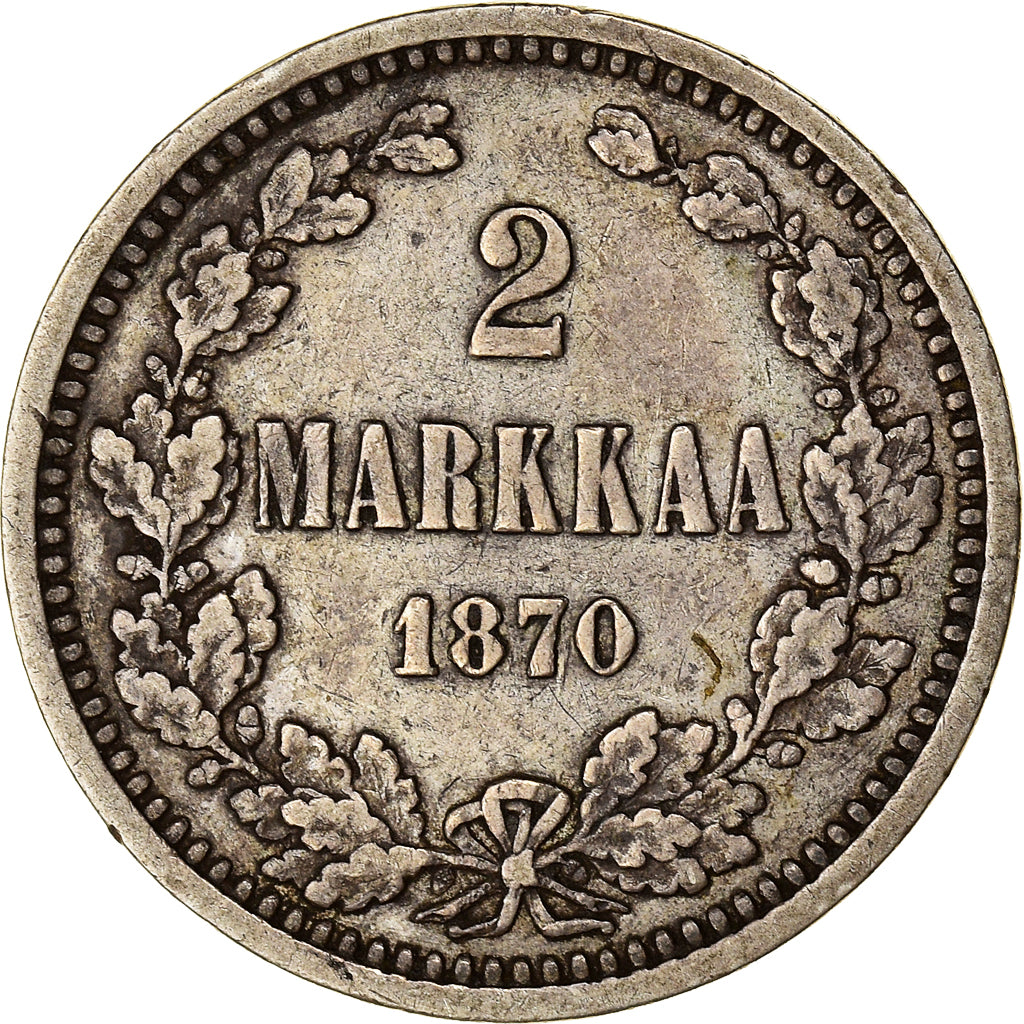 Coin, Finland, Alexander II, 2 Markkaa, 1870, EF(40-45), Silver, KM:7.1