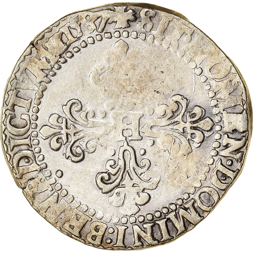 Coin, France, Henri III, Demi Franc, 1587, Paris, VF(30-35), Silver