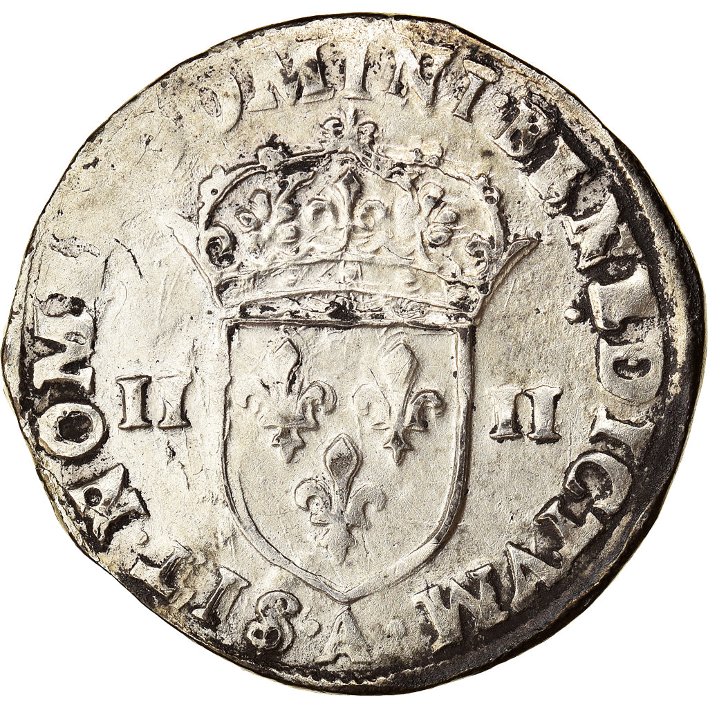 Monnaie, France, Henri III, 1/4 Ecu, 1589, Paris, TTB, Argent, Sombart:4662