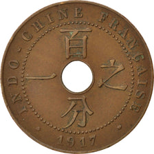 FRENCH INDO-CHINA, Cent, 1917, Paris, KM #12.1, EF(40-45), Bronze, 26, Lecompte.