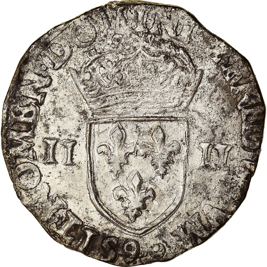Moneda, Francia, Henri III, 1/4 Ecu, 1587, Rennes, MBC, Plata, Duplessy:1133