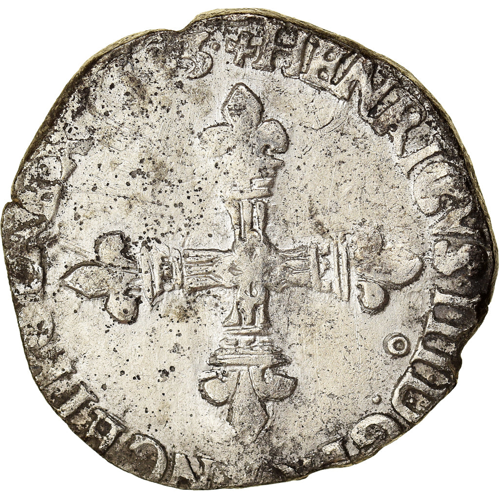Moneta, Francia, Henri III, 1/4 Ecu, 1583, Rennes, MB+, Argento, Sombart:4662
