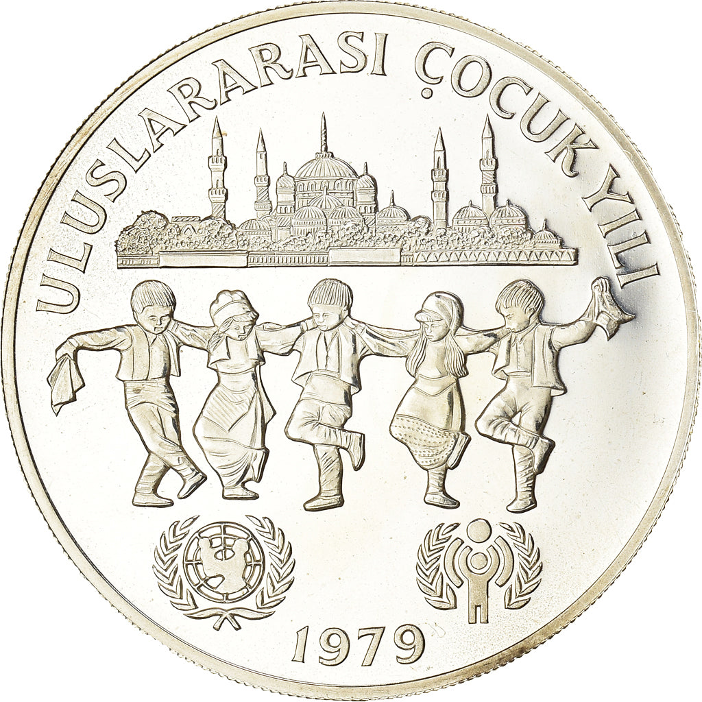 Munten, Turkije, 500 Lira, 1979, Year of Child, UNC, Zilver, KM:931