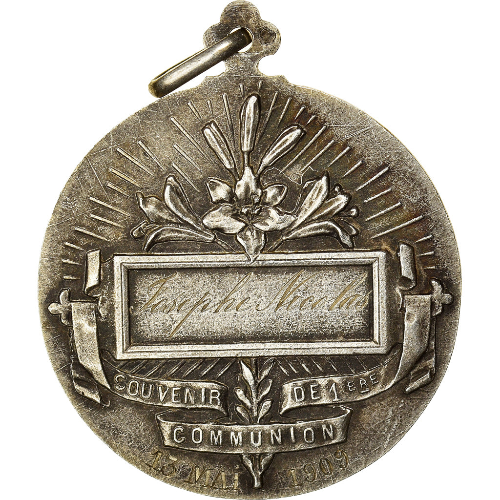 França, Medal, Souvenir de Communion, Crenças e religiões, 1909, AU(55-58)