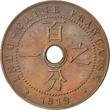 FRENCH INDO-CHINA, Cent, 1919, Paris, KM #12.1, EF(40-45), Bronze, 26, Lecompte.
