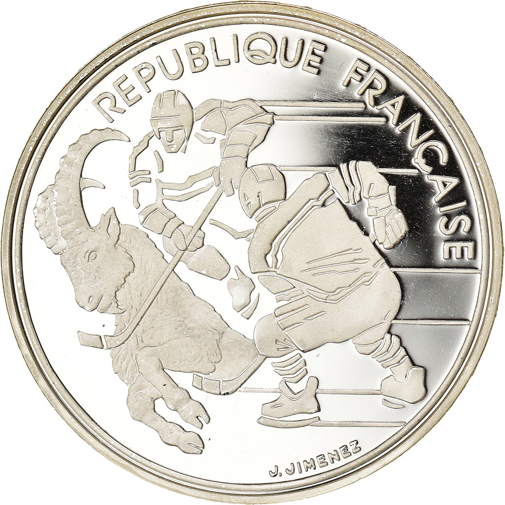 Munten, Frankrijk, Hockey players, 100 Francs, 1991, Albertville 92, FDC