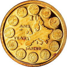 Francia, medaglia, 10 ans de l'Euro, 2009, FDC, Oro