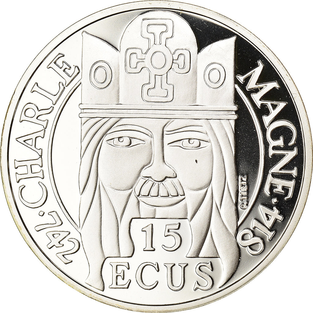 Munten, Frankrijk, 100 Francs-15 Ecus, 1990, Paris, FDC, Zilver, KM:989