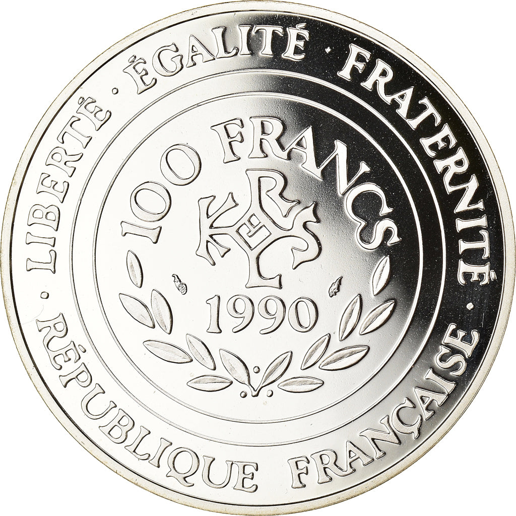 Munten, Frankrijk, 100 Francs-15 Ecus, 1990, Paris, FDC, Zilver, KM:989