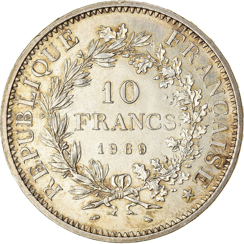 Munten, Frankrijk, Hercule, 10 Francs, 1969, Paris, ZF+, Zilver, KM:932