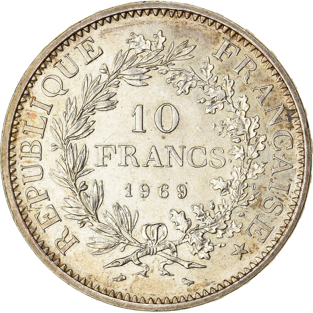Moneda, Francia, Hercule, 10 Francs, 1969, Paris, MBC+, Plata, KM:932