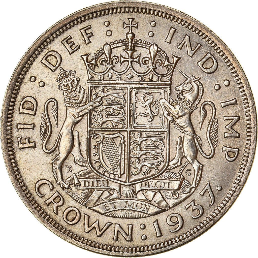 Coin, Great Britain, George VI, Crown, 1937, AU(50-53), Silver, KM:857