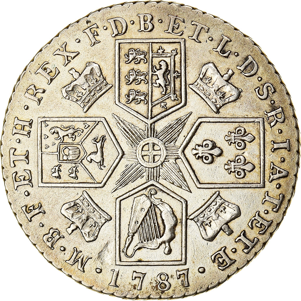 Coin, Great Britain, George III, Shilling, 1787, AU(50-53), Silver, KM:607.1