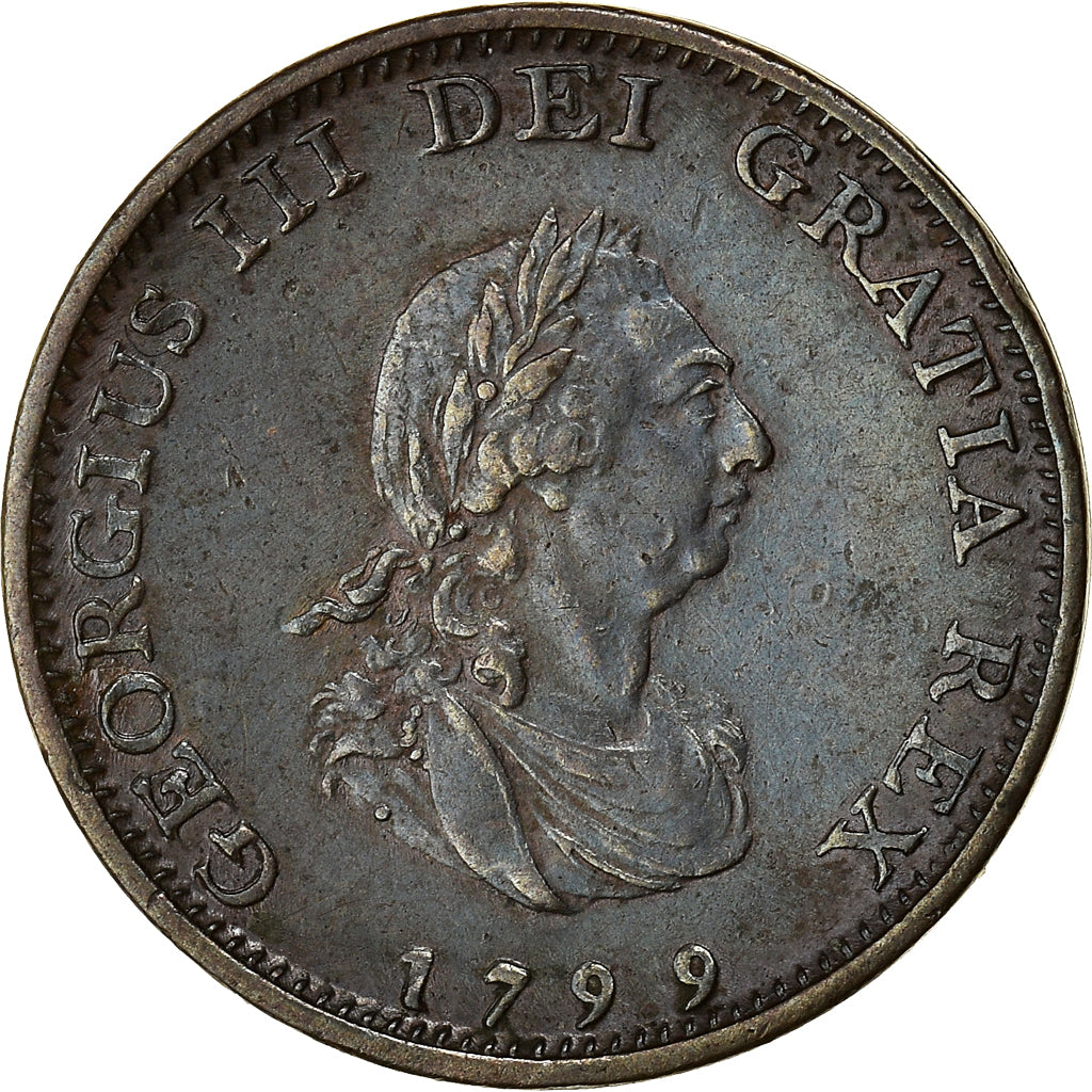 Coin, Great Britain, George III, Farthing, 1799, London, EF(40-45), Copper