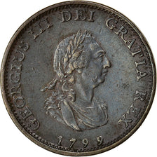 Coin, Great Britain, George III, Farthing, 1799, London, EF(40-45), Copper