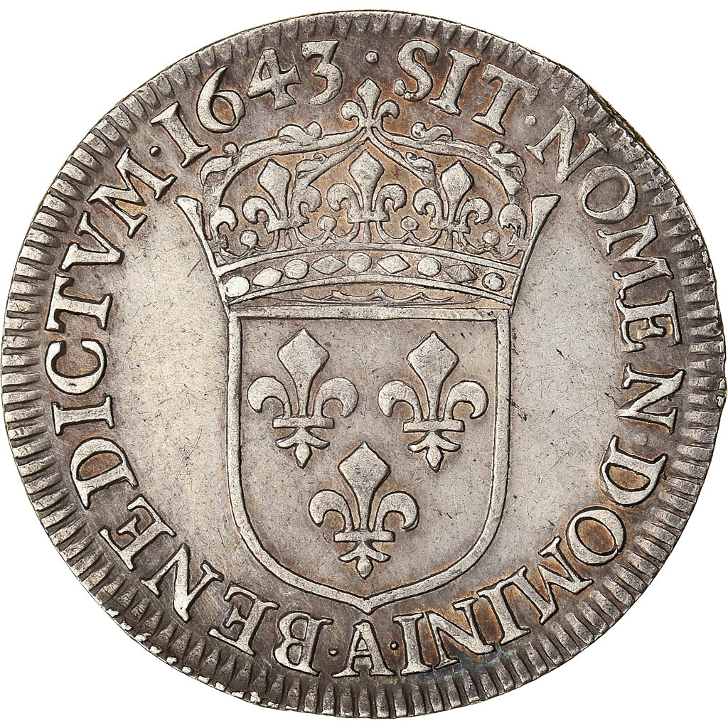 Coin, France, Louis XIII, 1/4 Écu 2e poinçon de Warin, buste drapé et