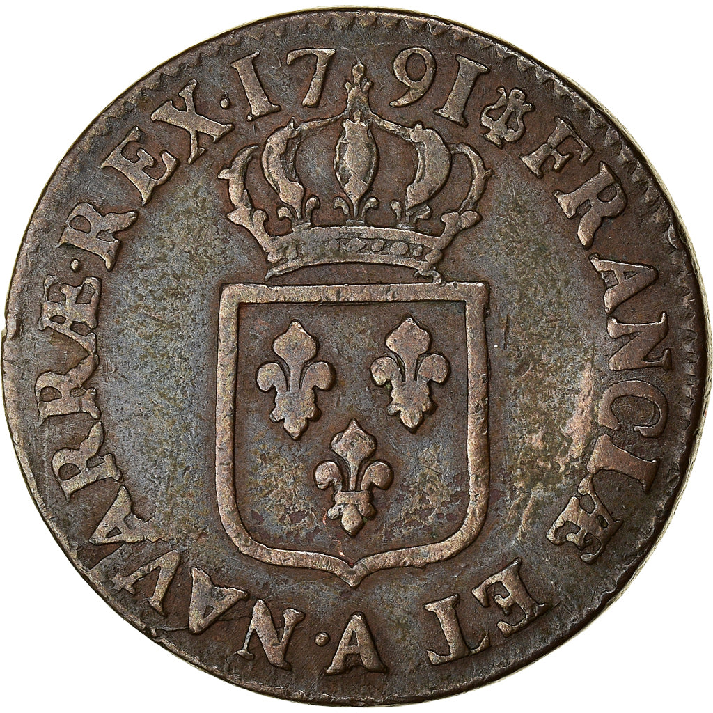 Munten, Frankrijk, Louis XVI, Sol ou sou, Sol, 1791, Paris, FR+, Koper