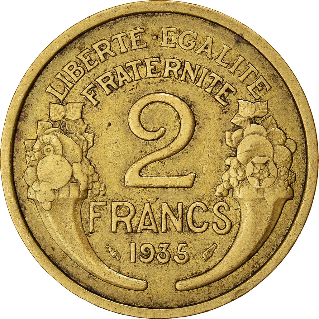 Munten, Frankrijk, Morlon, 2 Francs, 1935, Paris, FR+, Aluminum-Bronze, KM:886
