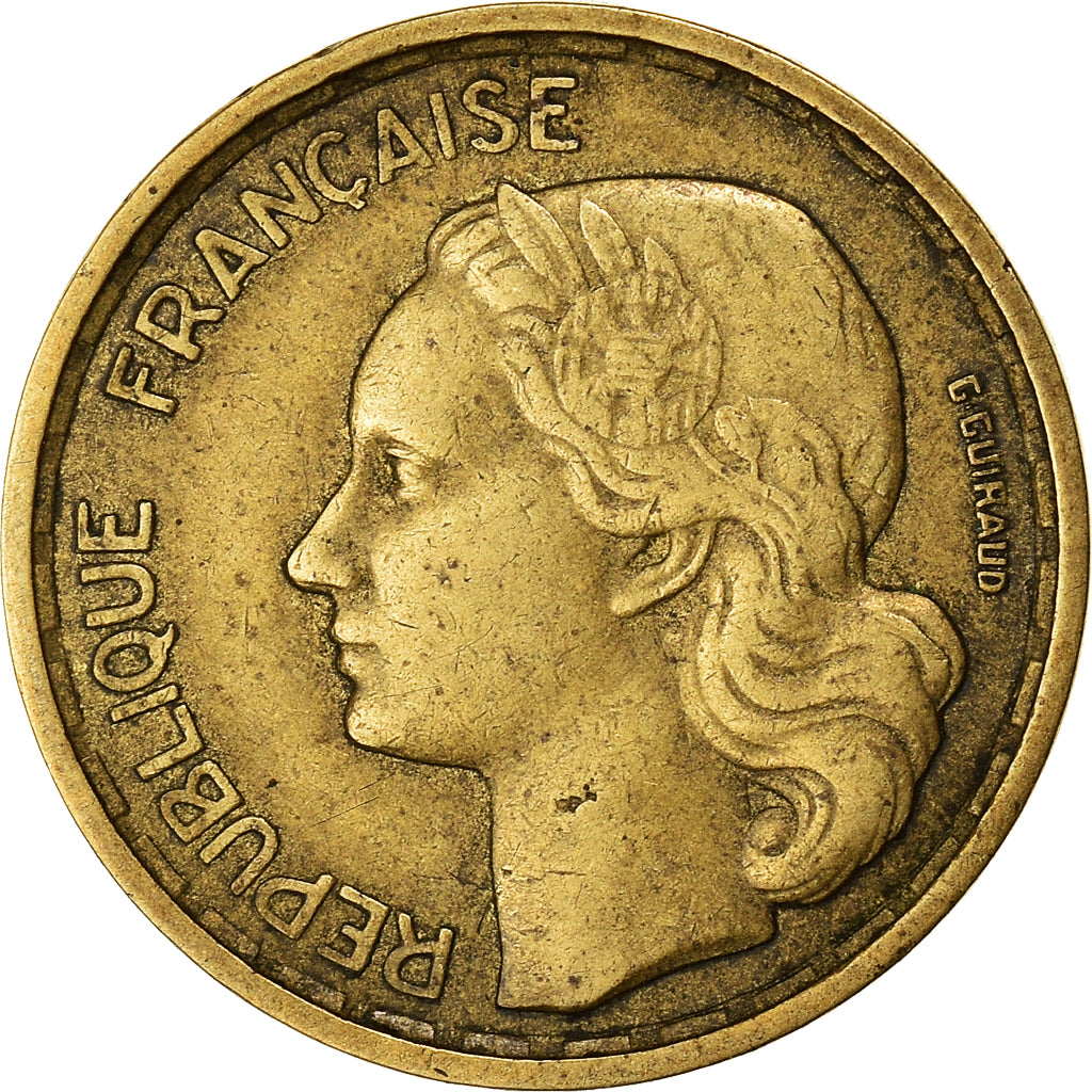 Moneta, Francja, Guiraud, 10 Francs, 1954, Paris, VF(30-35), Aluminium-Brąz