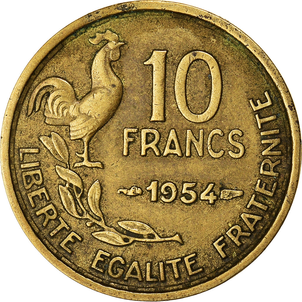 Moneta, Francja, Guiraud, 10 Francs, 1954, Paris, VF(30-35), Aluminium-Brąz